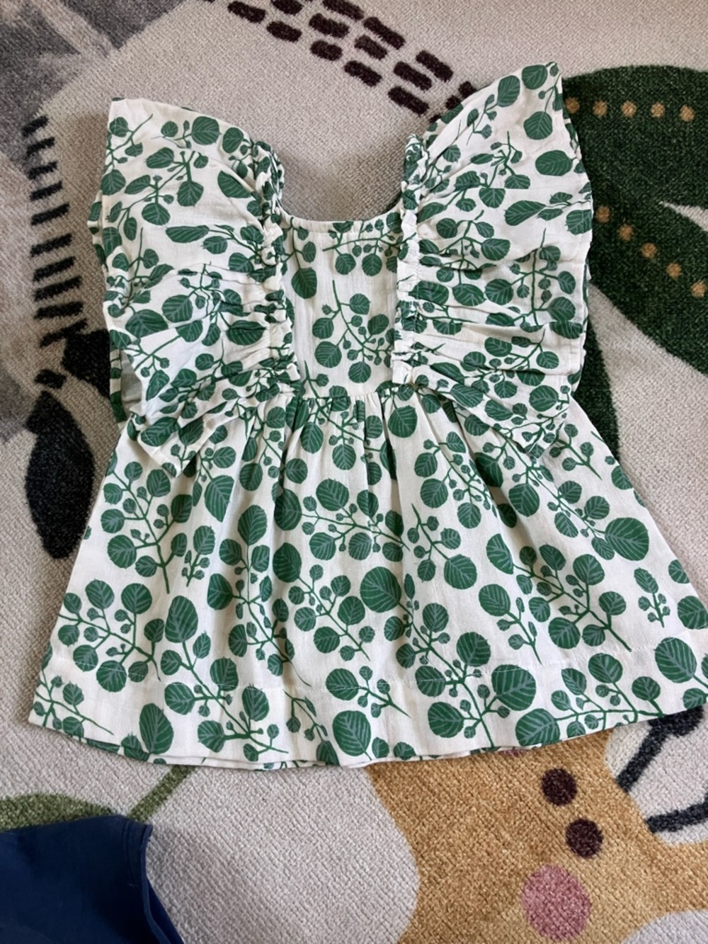 kate quinn Dress with Green Leaf Print and Flutter Sleeves